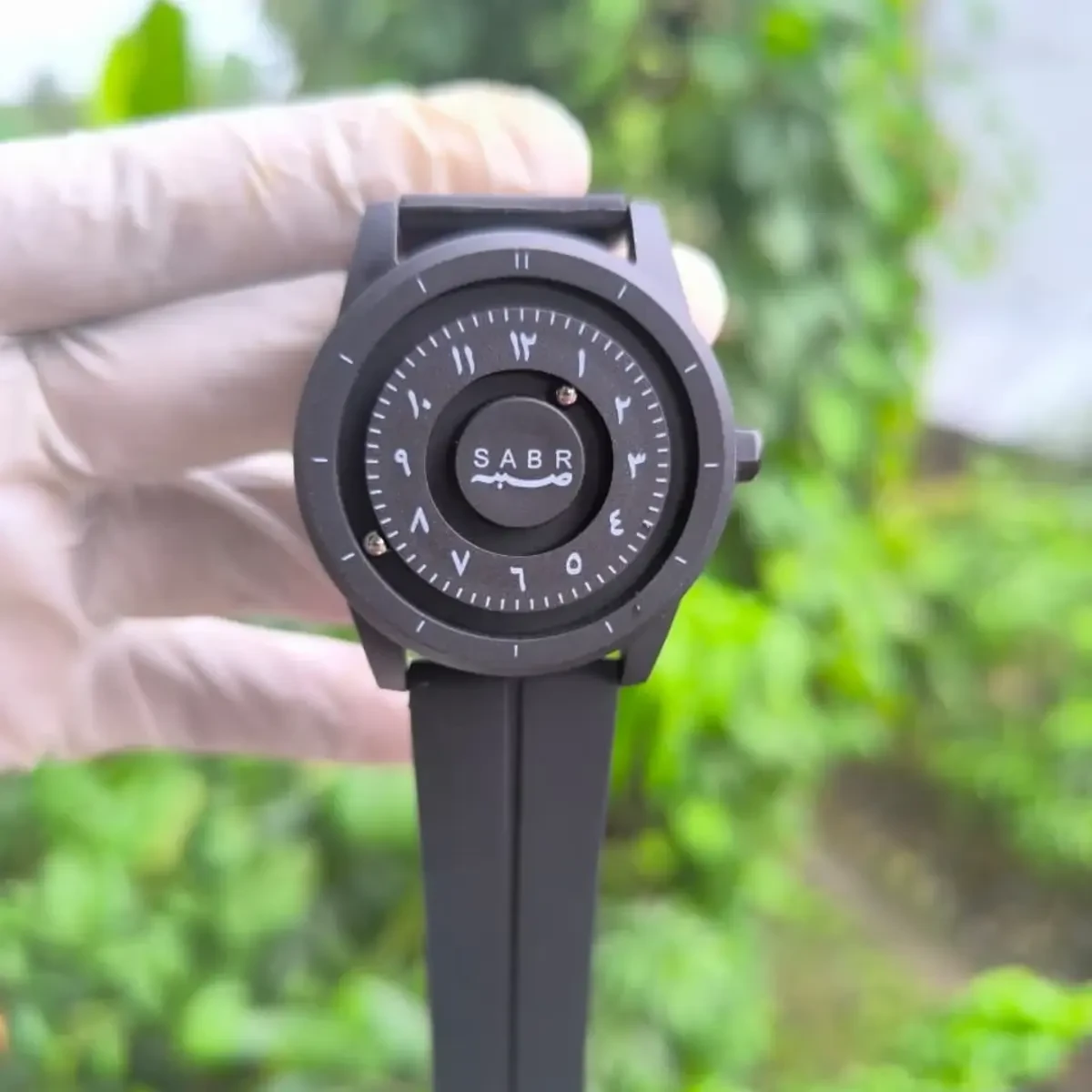 SABR Arabic Dial Minimalist Black Watch Unique Islamic Design