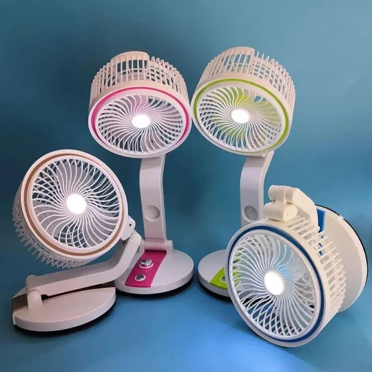 Premium Quality – Rechargeable Folding Fan With LED Light Multi Color